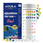 9-in-1 Aquarium Water Test Kit, Ammonia Test Strips for Fish Tanks and Ponds, 150 Strips Testing pH Total Alkalinity Hardness Chlorine Nitrite Sulfate Copper Iron for Both Fresh and Salt Water