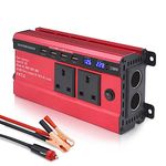 LVYUAN 1500W Power Inverter 12V to 240V AC Car Converter with 3.1A 4 USB 2 AC Sockets Dual Car Adapter With 2 LED Display