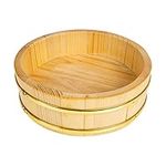 Housoutil Wooden Sushi Rice Bowl Hangiri Sushi Oke Sushi Rice Mix Tub Food Storage Bucket Japanese Sushi Bucket for Home Restaurant Kitchen Khaki