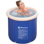 75 x 75 cm Plastic Portable Foldable Inflatable Bathtub Soaking Small Space for Hydrotherapy for Adults (L, Blue)