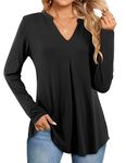 Beluring Tops for Women Loose Long Sleeve Tunic Tops Swing Smock Blouse, Black Size 12 14