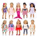 ZITA ELEMENT 10 Sets 18 inch Doll Clothes and Accessories for American 18 inch Girl Doll, Dresses, T-Shirts, Pants, Swimsuit, Jumpsuit, Hair Bands and Hair Clips for 18 Inch Girl Doll