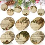 Spiareal 36 Pcs Christmas Treble Clef Music Christmas Tree Ornament Music Notes Shaped DIY Craft Cutouts Musical Gift Tags Ornaments with Rope for Holiday Party Decoration(Wooden,Classic Style)