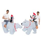 DeHasion Christmas Inflatable Penguin Riding Polar Bear Costume Christmas Blow Up Costume for Adult/Christmas Party/Christmas Parade