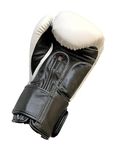 LEW White/Black Boxing Gloves for Training/Muaythai/Punching Bag/Sparring with a Pair of Hand Wraps (White, 12 OZ)