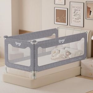 Kincongi Bed Rail for Toddlers, 3 Pieces Twin XL Size Toddler Bed Rails with 3X U-Shape Base, 10-Key Safety Protection Bed Rail for Baby, Height Adjustable Baby Bed Rail Guard, 38x78.7x78.7 in
