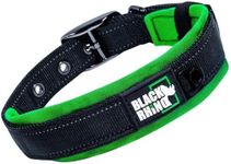 Black Rhino Extra Large Dog Collars - Adjustable Reflective Heavy Duty Wide Dog Collar with Ultra-Soft Neoprene Padding - Weatherproof, Durable, and Comfortable for Active Dogs - Green and Black