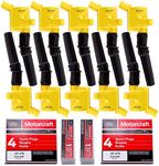 MAS Set of 10 Ignition Coil Pack Yellow DG508 Curved Boot & Motorcraft Spark Plug SP479 Compatible with Ford F150 F250 Expedition E150 Lincoln Replacement for FD503 DG457 C1417