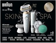 Braun Epilator Silk-épil 9 Flex SkinSpa, Hair Removal Device, 360 Flex and Pivoting Head, Wet and Dry, Includes Shaver Head, Trimmer Comb, Massage Pad, Exfoliation Brush and BodyTrimmer, SES9-481 3D