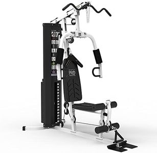 Marcy Home Gym Workout Station, Full Body Exercise and Training Equipment with Leg Press, Cable Pulley, Smith Machine, LAT Pulldown & Weights, White