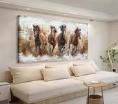 tigeridge Horses Canvas Wall Art - Brown Horse Pictures Animal Wall Decor Running Horses Painting Prints Artwork for Living Room Bedroom Home Office Wall Decorations 50X100CM