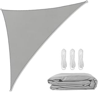 Triangle Sun Sail Shade Waterproof, Sun Shade Sail 4m x 4m x 5.7m, Grey Right Angle Garden Canopy Sun Shade Sail Canopy, Outdoor Garden Patio Party Sunscreen Awning, Triangle Canopy with 3 Free Rope