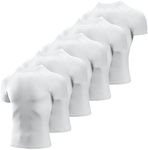 Niksa Men's Compression Shirts 3/5 Pack, Short Sleeve Athletic Compression Tops Cool Dry Workout T Shirt, White, Medium
