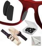 Nose Pads for Glasses Anti Slip - 0.5 mm Eye Glasses Nose Pads Non Slip - 6 Pairs Glasses Stoppers Nose Grip - Eyeglasses Nose Grips (Black Beige Strap)