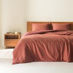 Comfort Spaces Burnt Orange King Comforter Set - 3 Pieces Waffle Dobby Weave Texture Comforter Sets, Modern Farmhouse Boho Comforter & Shams, All Season Microfiber King Bed Set, King/Cal King