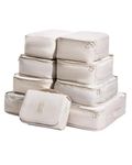 OrgaWise Packing cubes Travel Storage Bags 9 Pcs Packing Orgainer Set Multi-functional Clothing Sorting Packages Travel Packing Pouches Luggage Organizer (9pcs Beige)