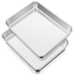 Oven Baking Tray Set of 2, Onader Stainless Steel Deep Cake Tin Rectangle Sheet Pans, Perfect for Cake Lasagne Cookie Pizza Bread, Flat Surface & Brushed Finished, Dishwasher Safe, 31cmx24cmx5cm