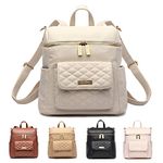 Petit Monaco Diaper Bag Backpack by Luli Bebe - Chic Vegan Leather Diaper Bag Backpack with Stroller Straps, Pearl White, L, Modern