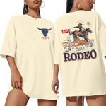 Rodeo Shirts Women Cowgirl Outfits: Casual Country Concert T Shirts Vintage Cow Skull Graphic Tees Oversized Tops