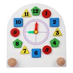 Voolex - Wooden Shape Sorting Clock Puzzles for Toddler, Montessori Education Cognitive Matching and Sorting Numbers and Learning Time - Pack of 1