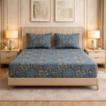 BSB HOME Cloud Cotton King Size Fitted Bedsheet 78 x 72 + 10 Inches | 220 Thread Count Soft & Breathable Cotton Fitted Bed Sheet with Elastic, Deep Pocket Bedding for Home (Teal Blue)