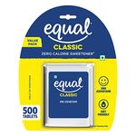 Equal® Classic Zero Calorie Sweetener |No Aspartame| Diet Friendly |Table Top Sweetener| 500 Tablets | Value Pack | Pack of 1