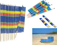 HMWD | 4 5 6 8 10 | POLES HEAVY DUTY WINDBREAKERS BEACH SUN SHADE HOLIDAY CARAVAN & CAMPING SHELTER MULTICOLOR WOODEN WINDBREAK PRIVACY SUNSCREEN TALL PANELS (10 POLES(5ft High x 20ft Long))