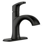 Moen Karis One-Handle Bathroom Sink Faucet, One Hole Lavatory Faucet with Drain Assembly and Optional Deck Plate, Matte Black, 84346BL