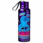 Silver Buffalo Lilo and Stitch Get Weird Stainless Steel Water bottle with Strap, 27-Ounces