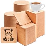 100 Pack Coasters for Drinks, 3.5" Round Cork Coasters & 3.5" Square Cork Coasters, Heat-Resistant Reusable Blank Coasters for Wine Glass Cup Mug DIY Crafts Office Home Cottage -1/5" Thick