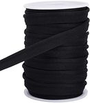 AHANDMAKER 20 Yards Piping Tape with Piping Cord, Black Maxi Piping Bias Tape, Lip Cord Trim for Webbing, Garment, Sewing, Trimming, Upholstery, 0.4 Inch