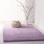 Carpetify Basic Plain Shaggy Fur Rectangular Rug And Carpet For Living Room, Bedroom Mat, (3X5 Feet, Lilac Or Light Purple Color, Small Size)