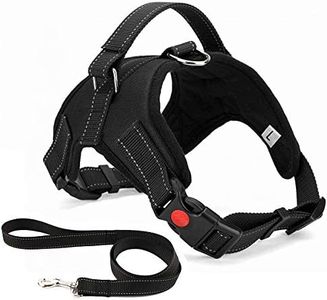 Musonic No Pull Dog Harness Breathable Adjustable Comfort Free Lead Included for Small Medium Large Dog Best for Training Walking M Black