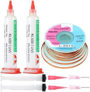 KELLYSHUN KL-533 No Clean Solder Flux & Desoldering Wick,Soldering Flux For Electronics Soldering 10ML (2 PACK), 4.9Ft Solder Wick Braid With Flux (1 PACK)