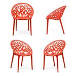 Oaknest Unboxing Furniture OAKNEST Crystal Oversized Designer Indoor/Outdoor Plastic Chair for Home (Color: Bright Red | Count: 4 Pc)