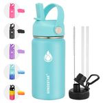 SENDESTAR 12 oz Water Bottle - Vacuum Insulated Stainless Steel Double Wall Travel Coffee Flask - Wide Mouth with Straw Lid (Mint)…