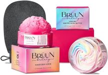 BRÜUN Beauty Unicorn Whipped Butter with Exfoliating Body Scrub Cream – A Bundle for Body and Skin Care with Natural Ingredients and Vitamin E for Girls, Men, and Women (Body Butter + Scrub Cream)