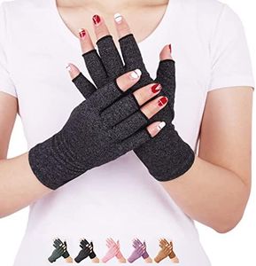 Arthritis Compression Gloves Relieve Pain from Rheumatoid, RSI,Carpal Tunnel, Hand Gloves Fingerless for Computer Typing and Dailywork, Support for Hands and Joints (Black, Medium)