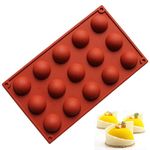 Silicone Mould Semi-Sphere,MKNZOME 15 Holes Half Round Dome Silicone Cake Baking Mold Bakeware Mould Tray for Chocolate Cake Soap Jelly Pudding Candy Ice Cream Bombes