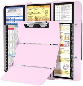 HOZOL Foldable Nursing Clipboard with Medical Charts, 3 Layers Aluminium, Low Profile Clip & Pen Clip, Baby Pink, Letter Size
