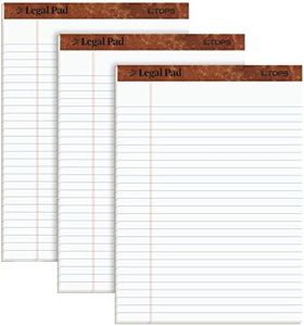 TOPS The Legal Pad Legal Pad, 8-1/2 x 11-3/4 Inches, Perforated, White, Legal/Wide Rule, 50 Sheets per Pad, 3 Pads per Pack (75337)