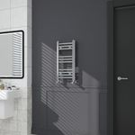 Warmehaus Contemporary Curved Bathroom Heated Towel Rail Radiator Rad 600 x 300mm - Chrome