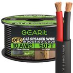 GearIT 10/2 Speaker Wire (50 Feet) 10AWG Gauge - Outdoor Direct Burial in Ground/in Wall / CL3 CL2 Rated / 2 Conductors - OFC Oxygen-Free Copper, Black 50ft