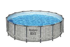 Bestway Steel Pro Max Above Ground Pool - Round Swimming Pool Set - Grey Stone Effect - 16 ft