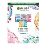 Garnier Sheet Mask Discovery Collection, Face & Eye Sheet Masks for Dehydrated, Dull and Tired Skin, With Hyaluronic Acid and Glycerine, Skin Active, Pack of 5