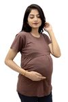 The Starmom Zipless Maternity Tops for Women | Cotton Round Neck Feeding T-Shirt for Easy Nursing & Breastfeeding | Half Sleeve T-Shirt for Pregnant Women | Maternity Top Wear for Mothers