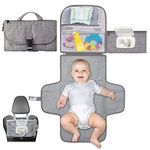 SNOWIE SOFT® Baby Changing Mat with Organizer Bags, Foldable and Detachable Changing Pad for Baby Diaper Bag, Changing Table Pad. One-Hand Diaper Change Pad. Baby Shower Gifts, Newborn Baby Essentials