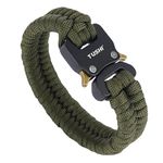 Paracord Bracelets for Men Multipurpose Braided Tactical Survival Bracelet Mens Rope Bracelet Cobra Paracord Bracelets with Metal Clasp (Army green)