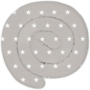 Totsy Baby XXL Bed Snake, Bed Pillow, Nursing Pillow, Bed Edge Protection, Decorative Cushion, Bed Border Snake, XL, Handmade, White Stars on Grey, 200 cm