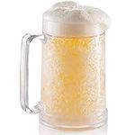 luxail Freezer Beer Mug, Double Wall, Insulated Gel Plastic Pint Freezable Glass, 16 oz, Clear 1 pack , Chiller Frosty Cup, Frozen Ice Mug, Freezer Cup